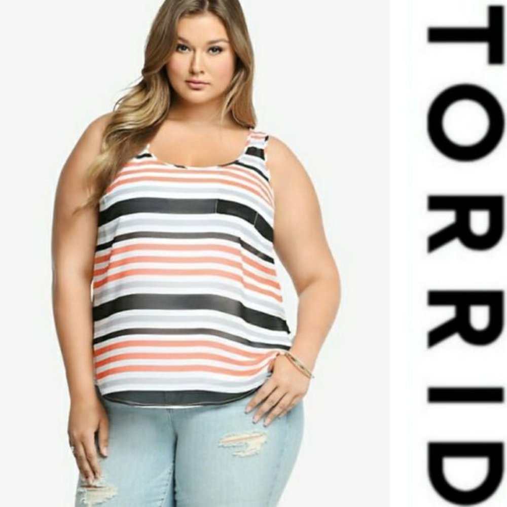 💜TORRID STRIPED CHIFFON TANK TOP